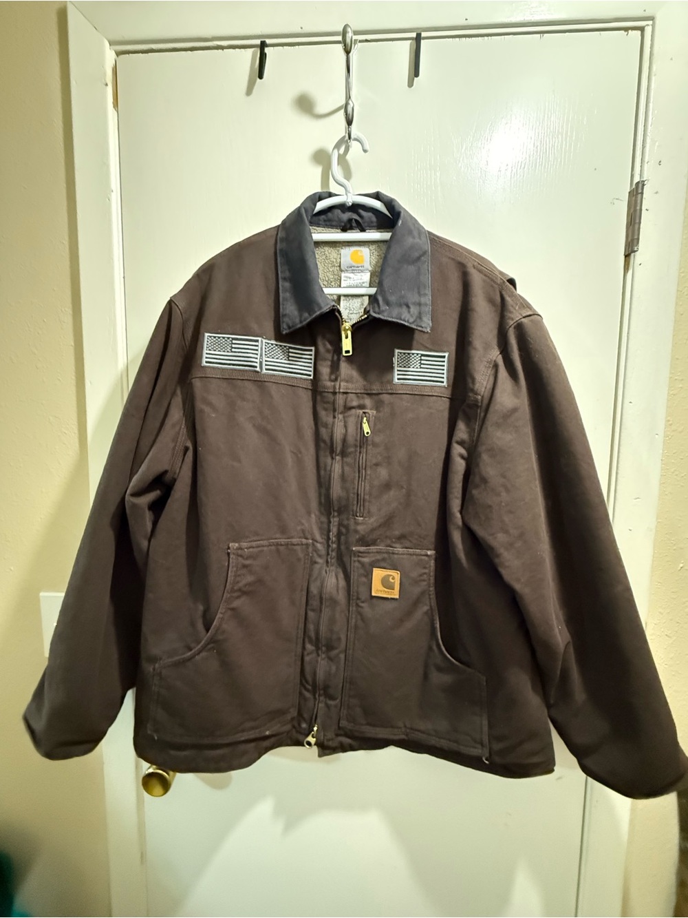 Vintage Carhartt Men’s Dark Brown Work Jacket Sherpa C61 DKB